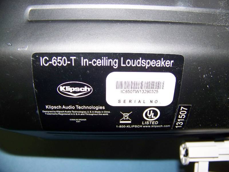 lot 44 image: (1) Klipsch, In-Ceiling Loudspeaker  Speaker