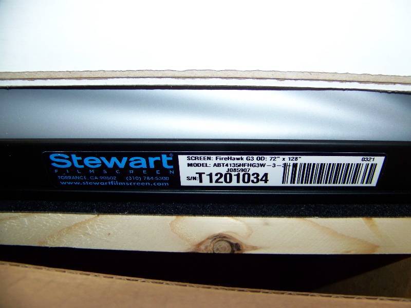 lot 21 image: Stewart Filmscreen, FireHawk, 134 Diagonal, Home Theater Movie  Projection Screen