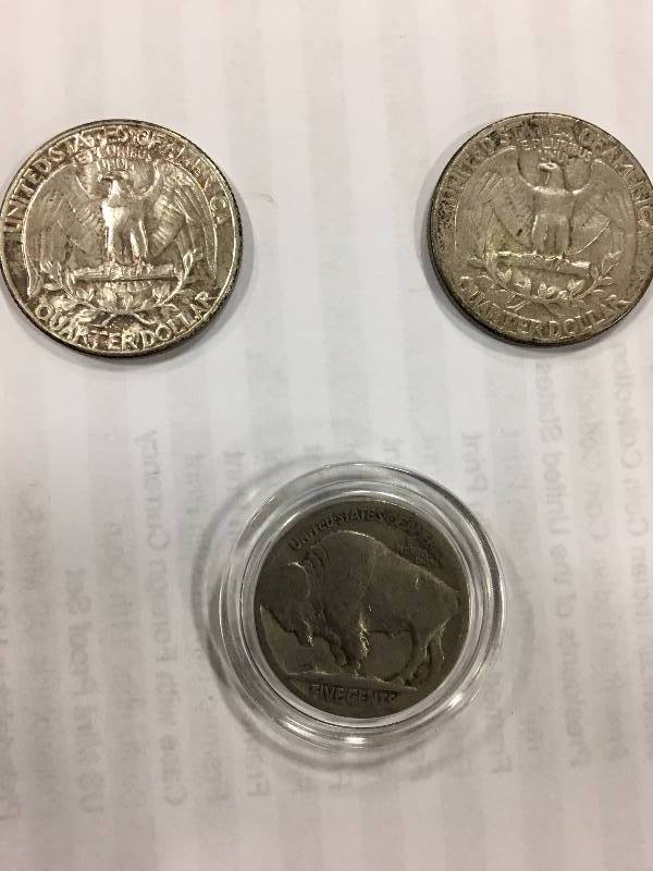 1956 and 1960 Washington Quarters and Buffalo Nickel