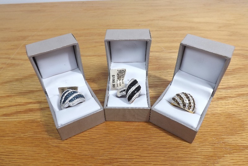 lot 2 image: 3 NEW High End Crystal Stone Cocktail Rings
