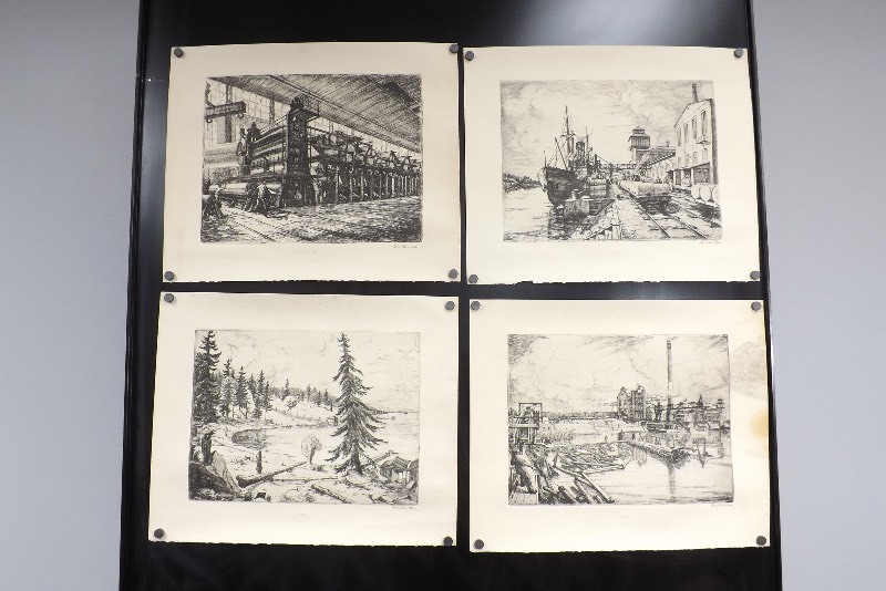 lot 33 image: 4 Vintage 1940s Signed Industrial Pencil Sketches