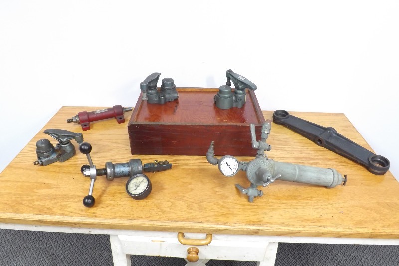 lot 40 image: Lot of Vintage Steampunk Tools in Wood Box