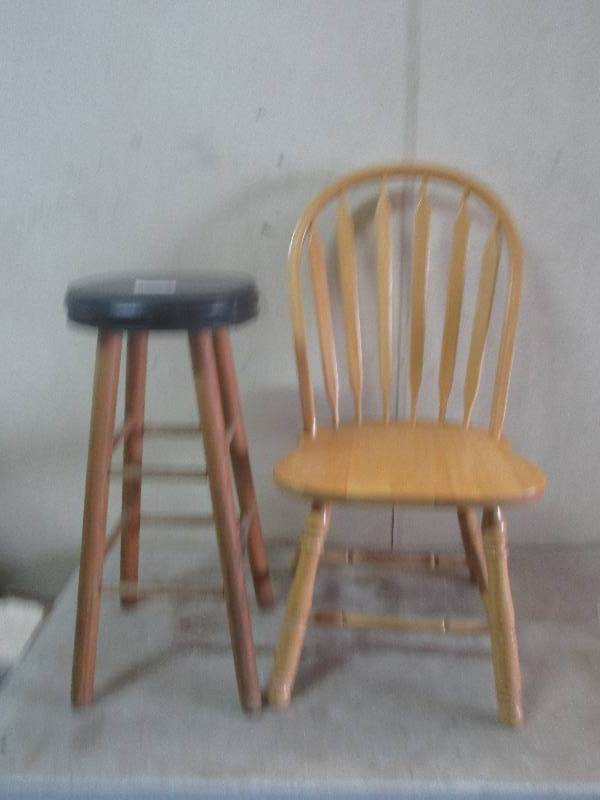 bar stool and arrow back chair