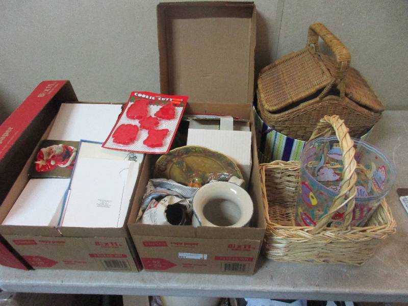 misc holiday stuff (2 boxes and 2 baskets)