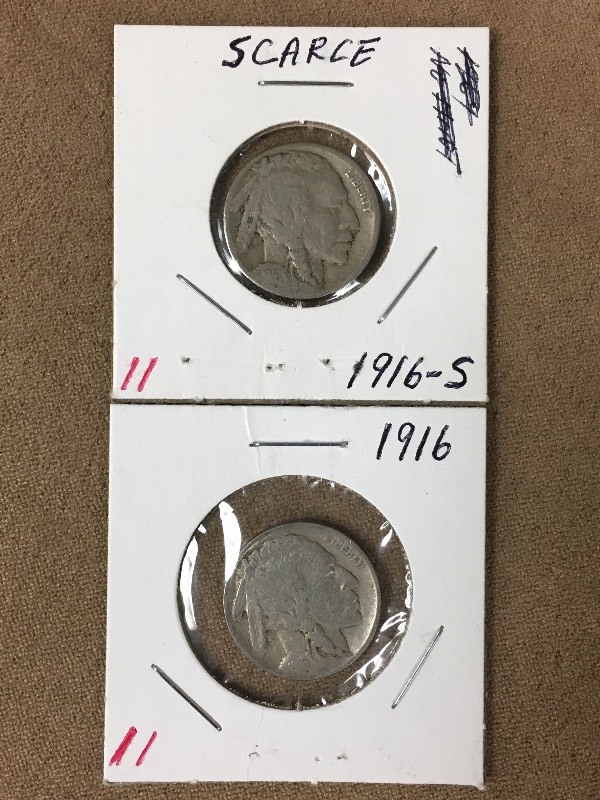 1916 and 1916-S Buffalo Nickel    S...
