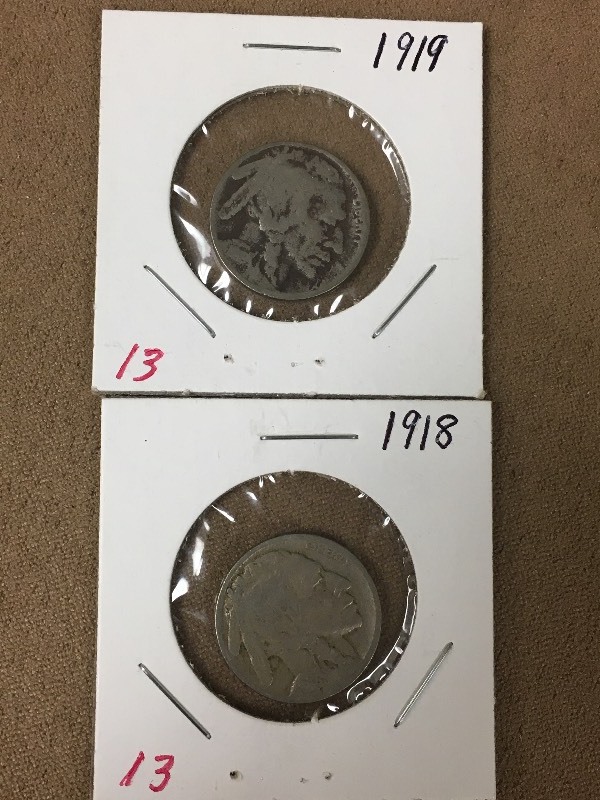 1918 and 1919 Buffalo Nickel...