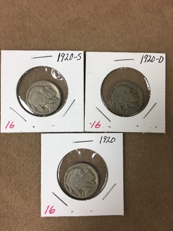 1920 P-D-S Buffalo Nickels...