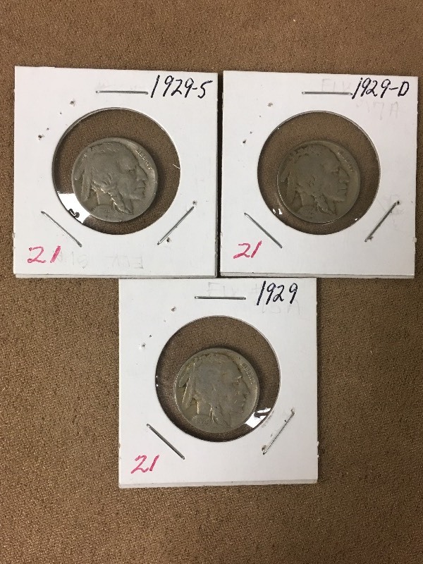 1929 P-D-S Buffalo Nickels...