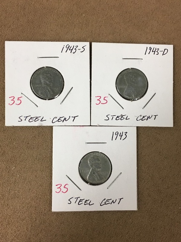 1943 P-D-S Steel Cents...