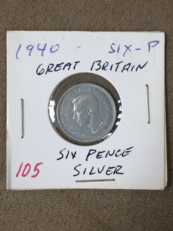 1940 Great Britian Silver 6 Pence C...