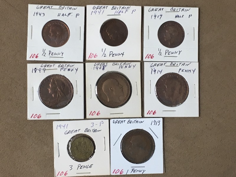 (8) Misc Great Britian Large Cents ...
