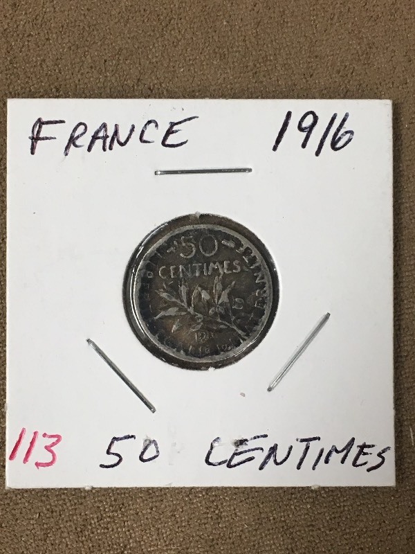 1918 France Silver 50 Centimes...