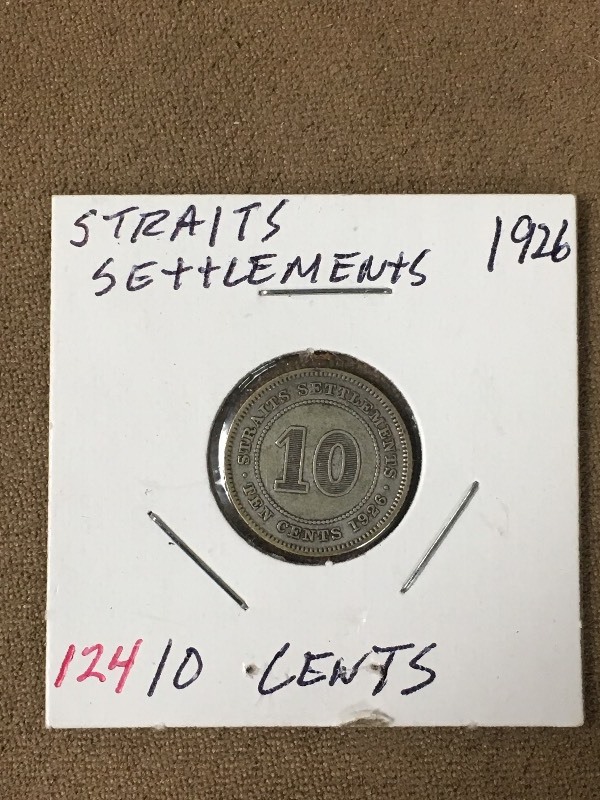 1926 Straits Settlements Silver 10 ...