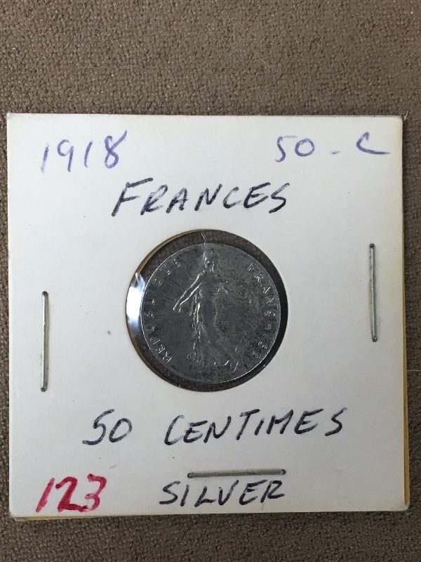 1918 France Silver 50 Centimesd ...