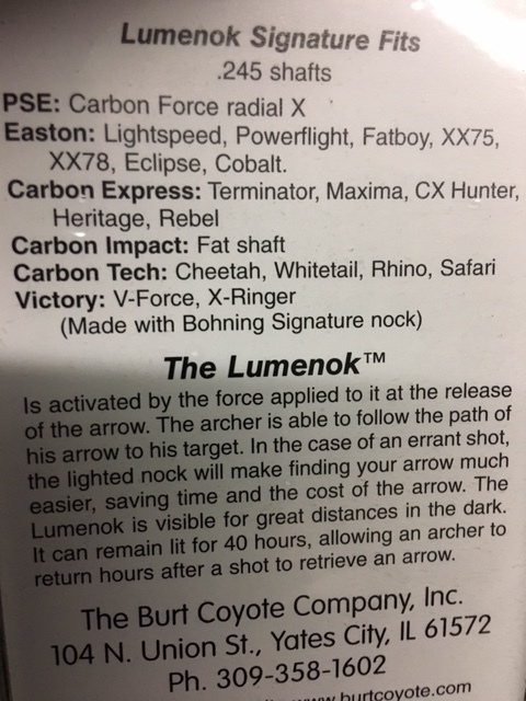 lot 154 image: 3 Packs Burt Coyote Lumenock Lighted X Nock Arrow Nocks In Red