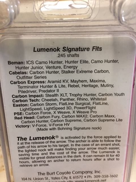 lot 156 image: 3 Packs Burt Coyote Lumenock Lighted Signature Nock Arrow Nocks In Pink