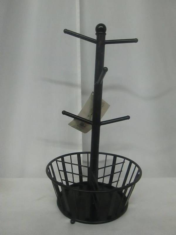 lot 47 image: Gourmet Basics by Mikasa Wrough Iron Band & Stripe Mug Tree