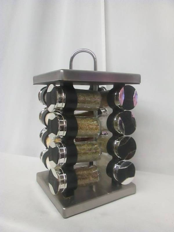 lot 52 image: Alcove Stainless Steel Spice Rack with Spices