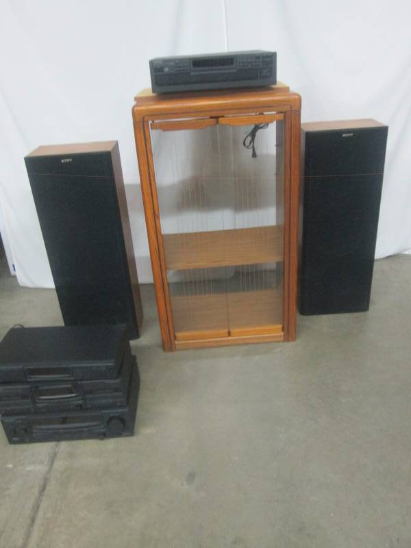 lot 31 image: Glass Door Entertainment Stand with Kenwood Electronics