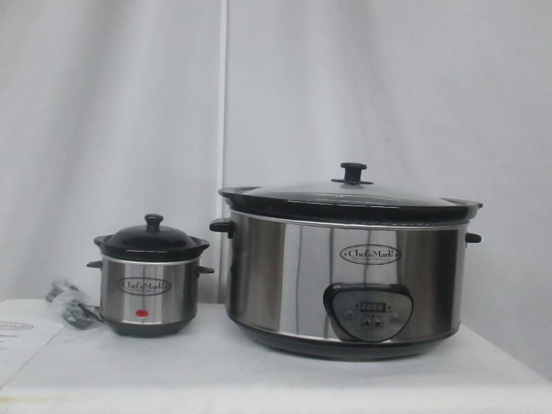 lot 35 image: Chefs Mark 6.5-qt. Slow Cooker with Mini Crock