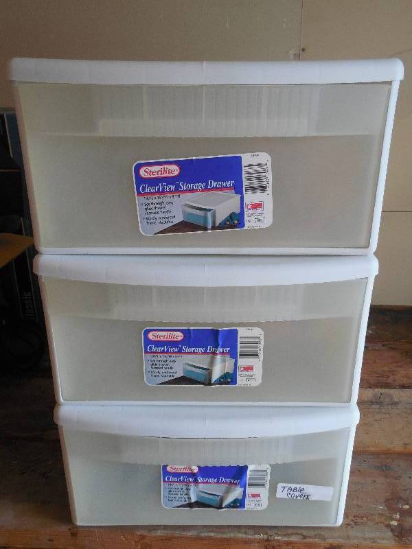 lot 19 image: (3) STACKABLE STORAGE BINS