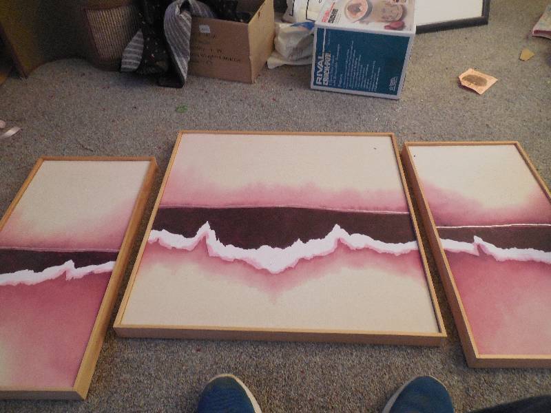 lot 74 image: (3) MATHCING CANVAS PAINTINGS