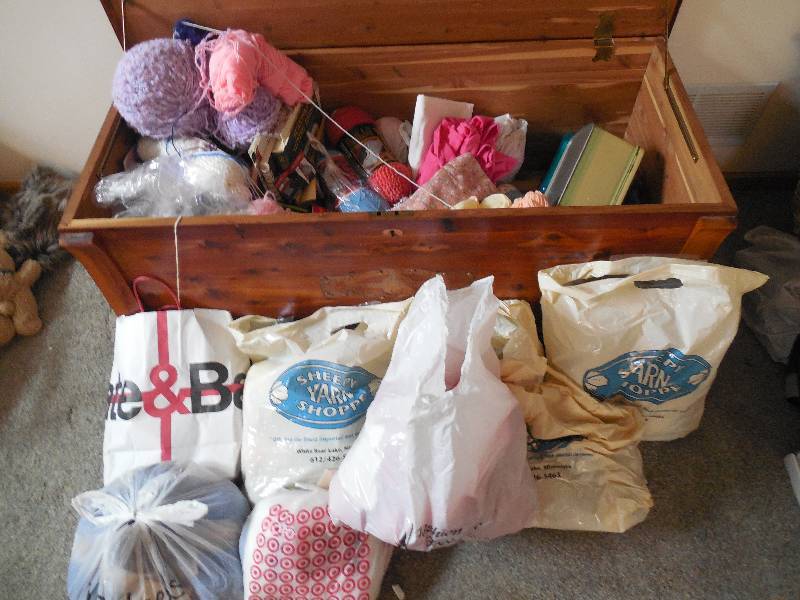 lot 122 image: MASSIVE LOT OF YARN AND CHEST