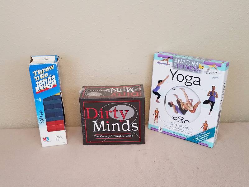 lot 32 image: Jenga, Yoga, and Dirty Minds Game