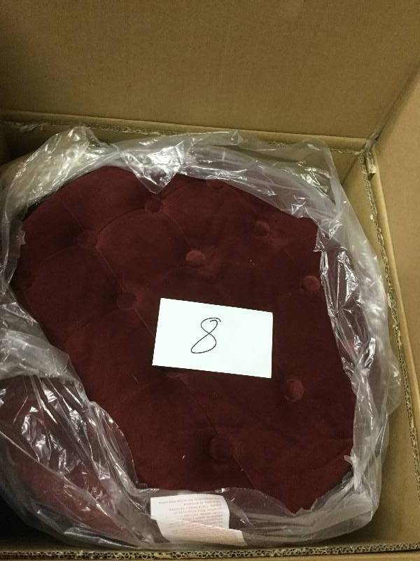 lot 8 image: HomePop Button Tufted Round Storage Ottoman
