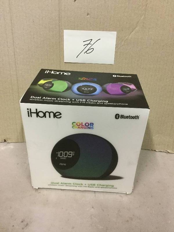lot 76 image: iHome IBT29 Bluetooth Clock Radio  Translucent Never used