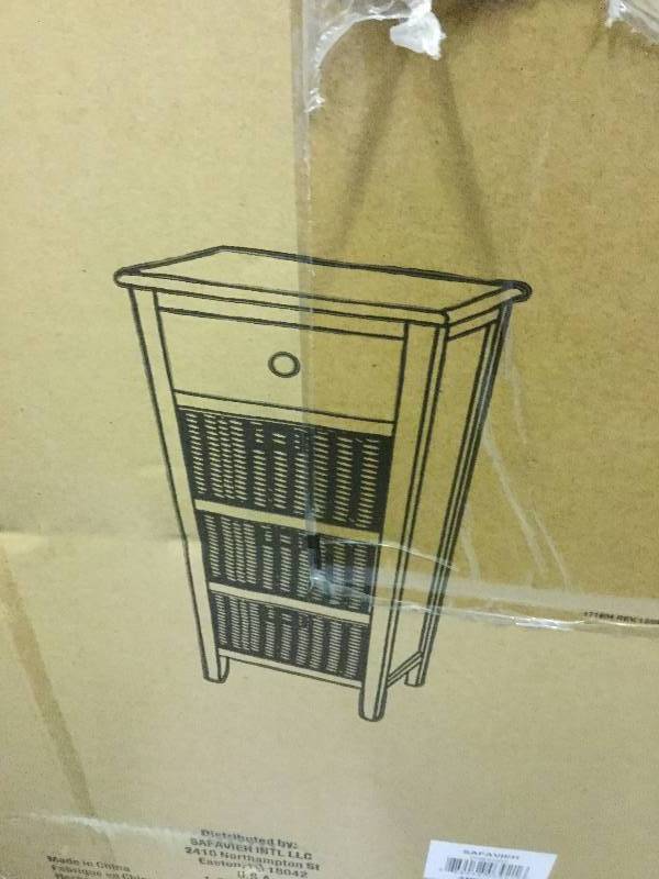 lot 88 image: Safaview Michaela 4 Drawer Vintage Grey Pine Wood Side Table Never used