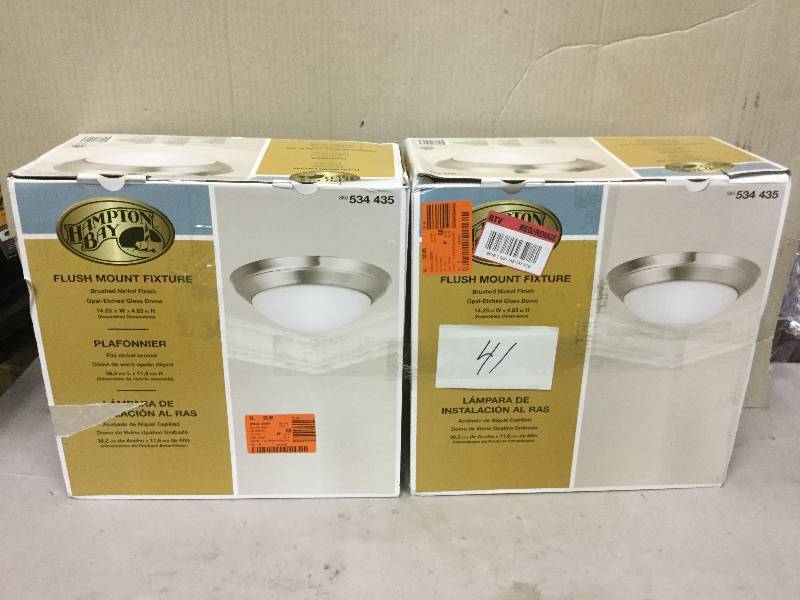 lot 41 image: Hampton Bay Flush Mount Fixture- lot of 2 Not used