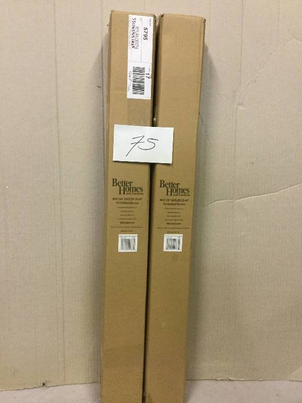 lot 75 image: Better Homes and Gardens 58 Antler 28-48 in oil rubbed bronze curtain rods new