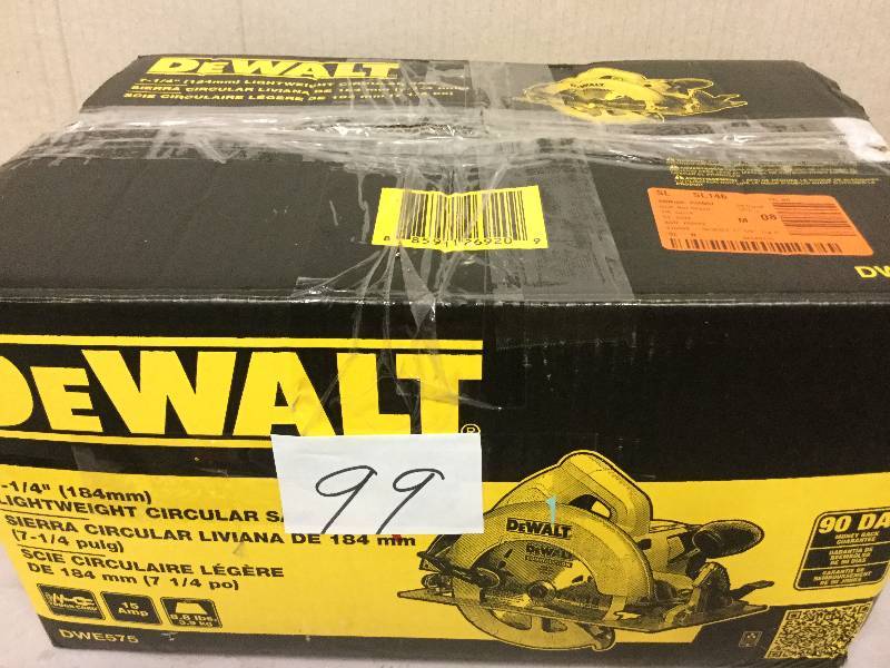 lot 99 image: Dewalt 7 14 Lightweight Circular Saw  DWE575 display model