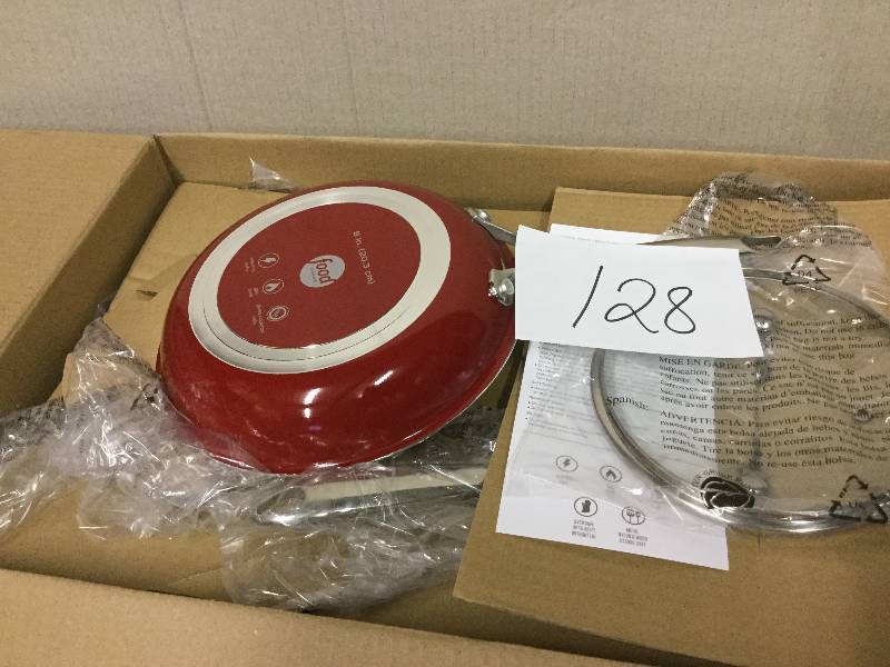 lot 128 image: Food Network Ceramic Coated 10 PC Cookware Set Never used