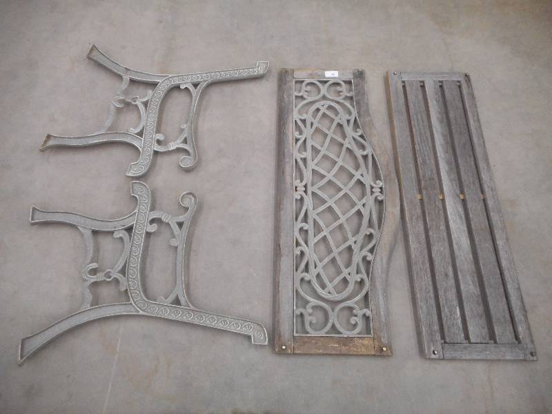 lot 64 image: Cast Iron Garden Bench, Unassembled...