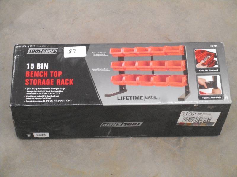 lot 87 image: New Tool Shop 15-Bin Benchtop Stora...