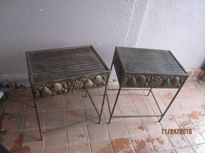 2 metal tables 18 x 13 top  21 tal...