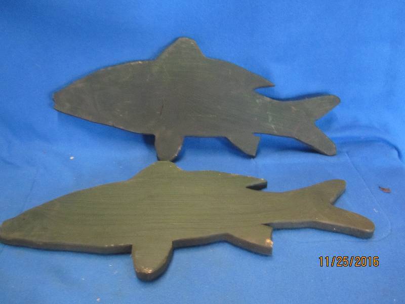 2 wood fish cutouts, 2 feet long...