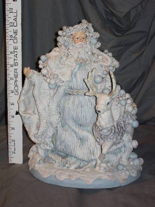 lot 2 image: 12 Tall Exquisitely Detailed Father ChristmasSanta Claus with Reindeer.