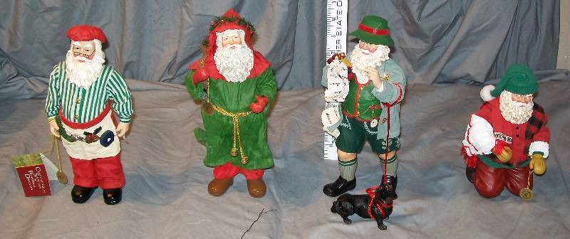 lot 3 image: 4- Clothtique Original Possible Dreams Santas (3 Standing 10 Tall) (1 Kneeling 8 Tall)