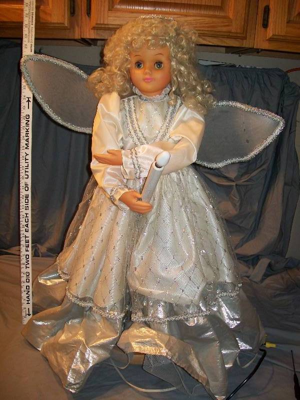 lot 21 image: 31 Tall Santas World Kurts Adler Inc Handcrafted Electric Animated Girl Christmas Angel Doll Decoration