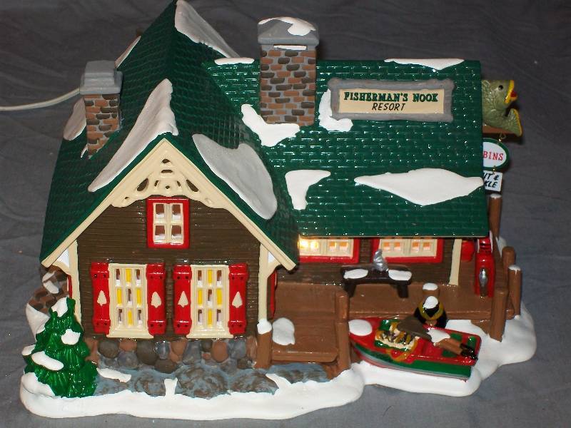 lot 37 image: 1994 Vintage Department 56 Original Snow Village Fishermans Nook Resort