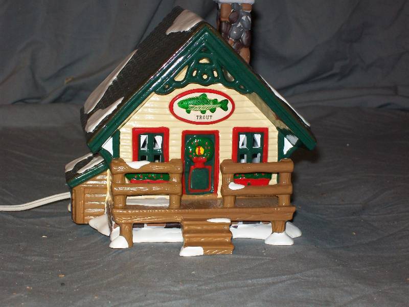 lot 41 image: 1994 Vintage Department 56 Original Fishermans Nook Trout Cabin