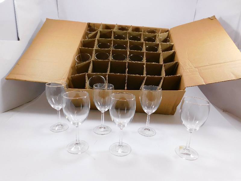 lot 37 image: Lot of 22 New Wine Glasses