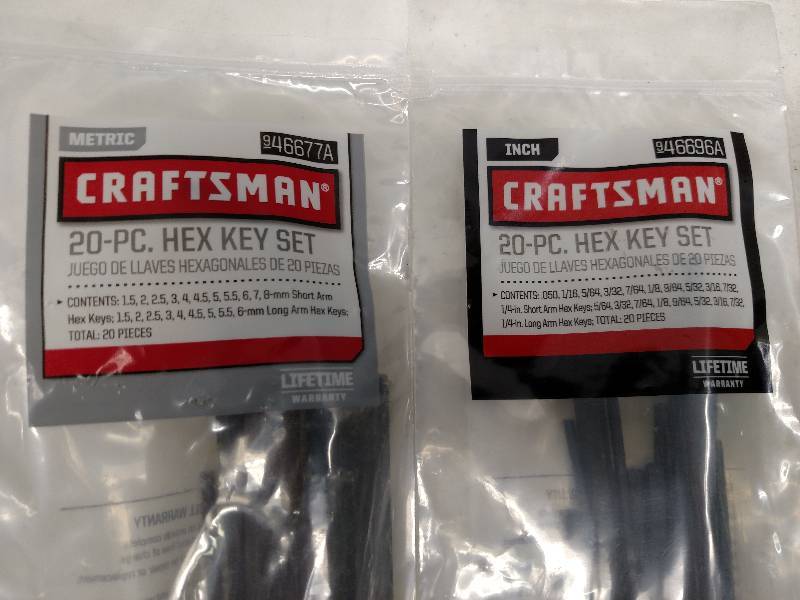 lot 122 image: Craftsman 20 pc. Hex Key Set, 1.5-8...