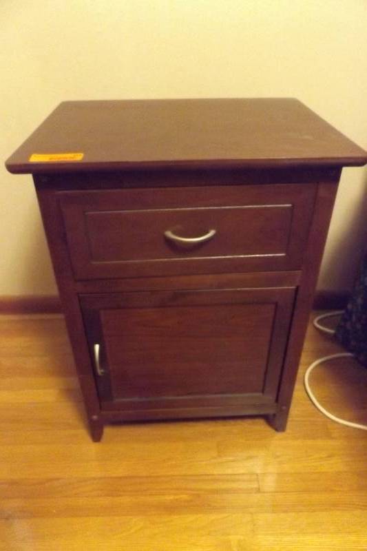 lot 163 image: Bedside table, drawer, door, wood