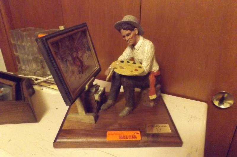 lot 174 image: Figurine of western painter, marked with artist name