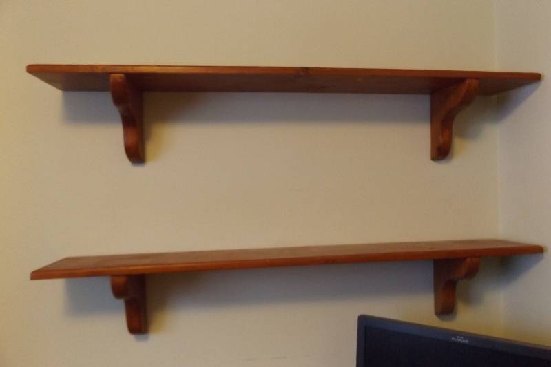 lot 473 image: Two wood wall shelves