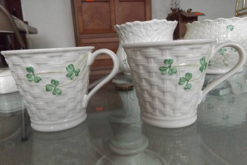 lot 491 image: Two Belleek china mugs